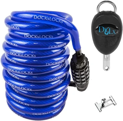 DocksLocks Sistema completo de seguridad SUP & Surf – Kit antirrobo de grado marino con bloqueo de mandíbulas patentado, bloqueo de cable en espiral