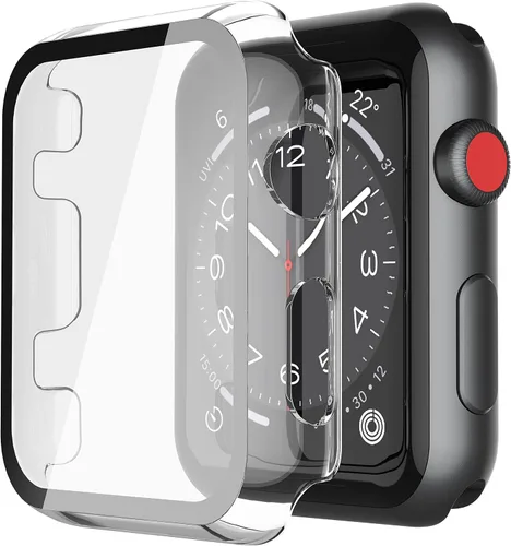 Vista 54 de Misxi - Juego de 2 fundas rígidas de policarbonato y protector de pantalla de vidrio templado compatibles con Apple Watch serie 9 (2023) serie 8