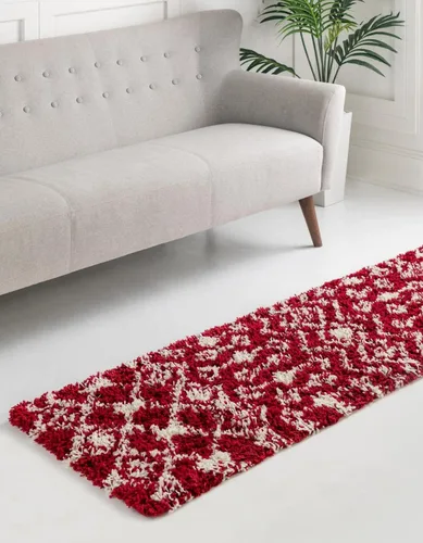 Vista 66 de Unique Loom Alfombra marroquí Trellis Shag Collection - Meknes (2 x 5 pies 1 pulgada, color marfil/gris)
