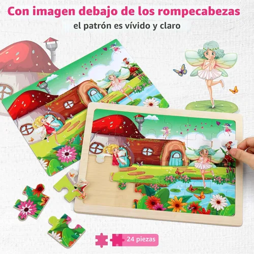 Vista 4 de SYNARRY Large Wooden Construction Vehicle Puzzles for Kids Ages 4-6