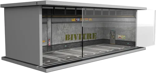 Vista 9 de Bivitre Estuche de exhibición de diorama 1/64 con luces LED - Compatible con autos Hot Wheels Matchbox Mini GT moldeados a escala, para exhibición