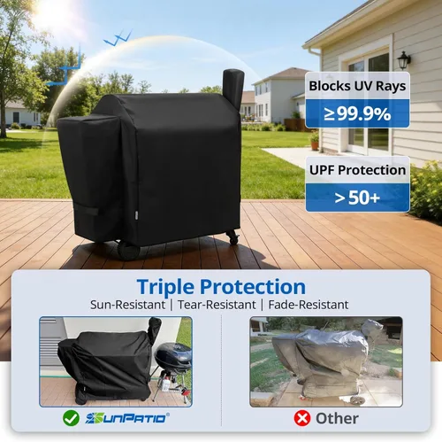 Vista 4 de SunPatio Cubierta para Parrilla de Exteriores Impermeable de Servicio Pesado Compatible con Parrilla de Pellets de Madera Traeger Serie 34