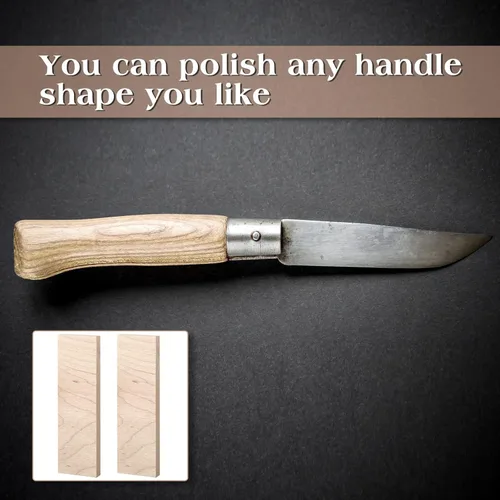 Vista 4 de Chunful 4 piezas de material para mango de cuchillo de arce rizado, madera natural, escalas de mango de cuchillo para manualidades DIY 3/8" x 1.5" x