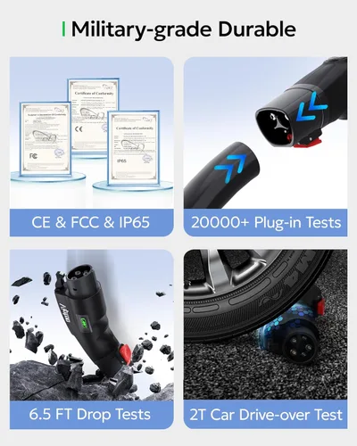 Vista 6 de Adaptador Tesla a J1772 60A 250V AC — NACS EV conector de carga con pantalla de estado de carga para Tesla Wall/Destino/Cargador móvil, carga rápida