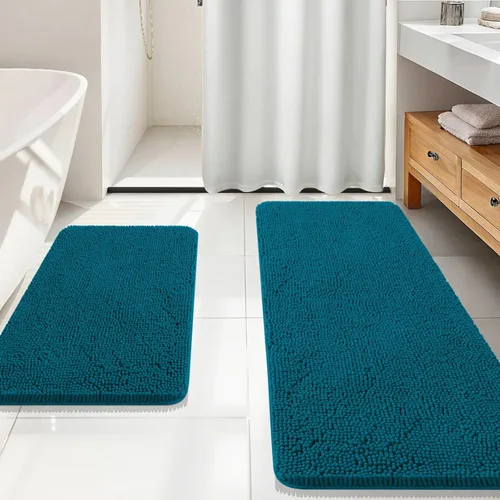 Vista 120 de OLANLY Juego de 2 alfombras de baño de felpilla suave y absorbente, antideslizantes, de secado rápido, lavables a máquina, accesorios de decoración