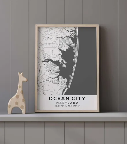 Vista 9 de Mapa de Ocean City, Maryland, Light 2 (8x10)