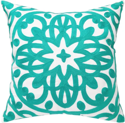 Vista 23 de Alysheer Funda de almohada decorativa bordada de 18 x 18 pulgadas, acogedora y fresca funda de cojín bohemia con diseño de mandala chic de punto