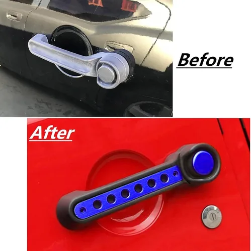 Vista 2 de Insertos de Cubierta de Manijas de Puerta Lateral Trim que se Ajustan a Accesorios Jeep Wrangler JK JKU Liberty Sahara y Unlimited 2007-2018 Manijas