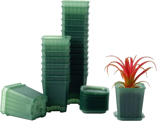 Vista 14 de foxany Maceta de vivero de 3 pulgadas, 30 macetas de plástico grueso, macetas cuadradas para plantar, macetas de plántulas, macetas de inicio