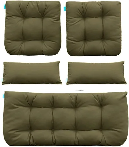 Vista 21 de QILLOWAY - Cojines de asiento de mimbre para patio al aire libre, juego de sofá, dos almohadas en forma de U, dos almohadas lumbares para muebles
