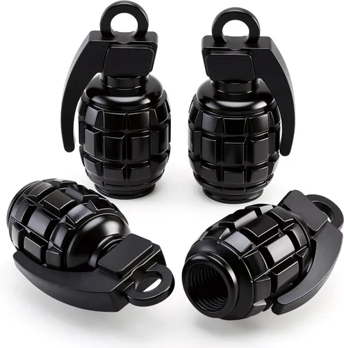 Vista 141 de 4 tapas de válvula de neumático, cubiertas universales de válvula de neumático de aleación de aluminio para automóviles, camiones, SUV, Negro