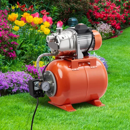 Vista 2 de Bomba de pozo poco profundo de 1.6 HP con tanque de presión, acero inoxidable, bomba de riego de 115 V, bomba automática de chorro de agua