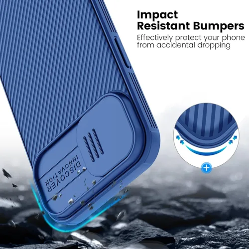 Vista 5 de Nillkin Funda CamShield Pro para iPhone 15 Plus, funda con cubierta deslizante para cámara, delgada, a prueba de golpes, para iPhone 15 Plus