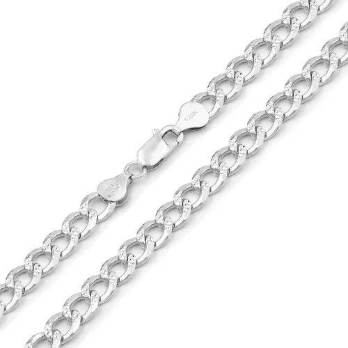 Giorgio Bergamo ITProLux - Cadena de plata de ley 925 italiana de 0.098in - 0.413in, cadena de corte de diamante cubano macizo, collar de eslabones