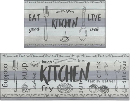 Vista 9 de Juego de 2 alfombras de cocina, antideslizantes, lavables, de microfibra, para cocina, cocina, cocina, cocina, cocina, lavandería, lavable a
