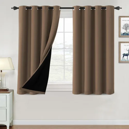 Vista 76 de H.VERSAILTEX Cortinas 100% de opacidad para dormitorio, con aislamiento térmico, cortinas opacas de 63 pulgadas de largo, cortinas de bloqueo