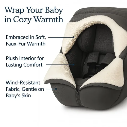 Vista 2 de Funda de asiento de automóvil de invierno para bebé, acogedora manta de asiento de automóvil para bebé, compatible con UPPAbaby Aria y Mesa