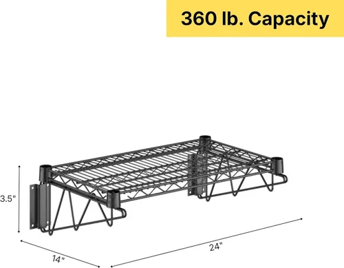 Vista 3 de Estante de montaje en pared de alambre epoxi negro de 14" x 24