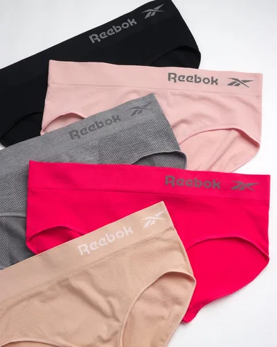 Vista 3 de Reebok - Ropa interior para mujer, pantaletas de estilo hipster y diseño sin costuras (paquete de 5 unidades)