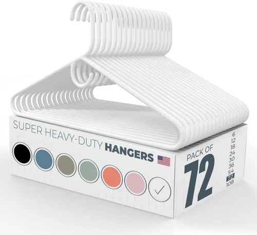 Vista 9 de Neaties Paquete de 6 perchas para ropa súper resistentes, fabricadas en los Estados Unidos, capacidad de 10 libras, perchas de plástico grueso