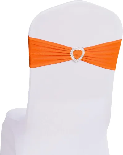 Vista 21 de Paquete de 30 cintas elásticas Howhic de elastano para sillas con lazos, banda de cubierta de silla con hebilla deslizante, lazos elásticos
