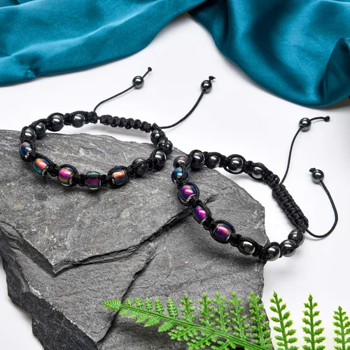 Vista 7 de Hicarer Adjustable Mood Bracelet for Women 2 Pieces Dazzling Shimmer Color Changing Beads Based on Emotions Thermochromic Bead Bracelets Christmas