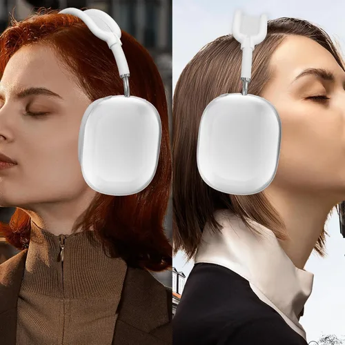 Vista 7 de Funda para AirPods Max, silicona suave con diseño de corazón dorado, funda para diadema para auriculares Apple Airpod Max (transparente)