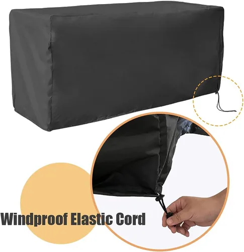 Vista 4 de Cubierta para caja de cubierta impermeable resistente al agua, cubierta otomana para patio, protección para todo tipo de clima, cubierta rectangular