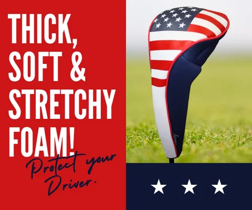 Vista 2 de USA Patriot Golf Zipper Head Covers Driver #1 Headcover Neopreno