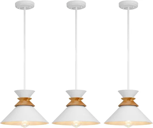 Luces colgantes blancas de 12 pulgadas para isla de cocina, lámparas colgantes de altura de barra ajustable para comedor, paquete de 3