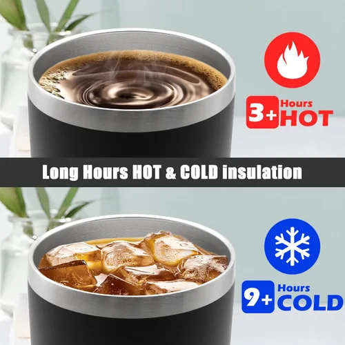Vista 5 de Vaso de viaje de café de 20 onzas a granel con tapa, acero inoxidable de doble pared aislada al vacío, tazas con recubrimiento en polvo que se