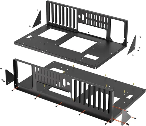 Vista 5 de JOYJOM Carcasa de PC Abierta, Carcasa de Computadora ATX de Marco Abierto, Rack de Carcasa de PC DIY para Placas Madre ATX MATX ITX, Acero Negro