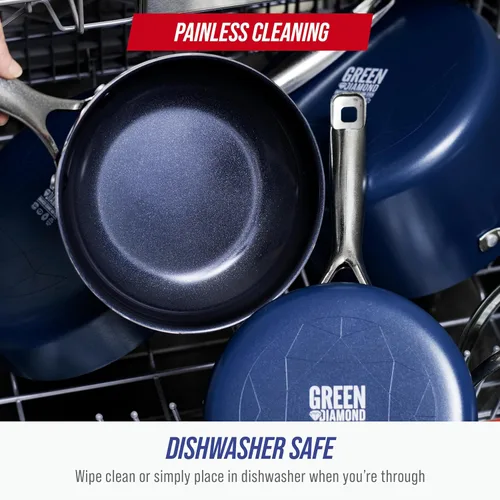 Vista 8 de Blue Diamond - Sartén antiadherente de 8 pulgadas, sin PFAS, sartén de cerámica para huevos y tortilla, con infusión de diamante, apta