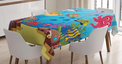 Vista 4 de Ambesonne Mantel japonés, pintura tradicional china de árbol figurado con detalles de pincelada, mantel rectangular para decoración de comedor