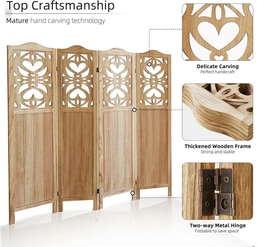 Vista 53 de Panel divisor de habitación de 4 paneles, pared divisora de habitación de 5.6 pies de alto y pantalla de privacidad plegable, panel divisor de pared
