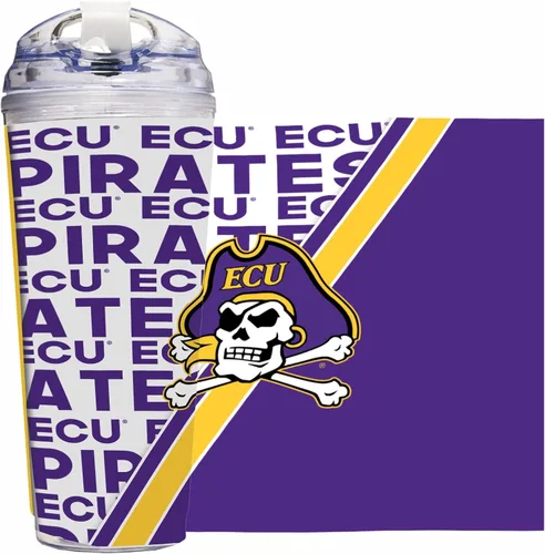 Vista 18 de Rico Industries NCAA - Vaso de acrílico estándar de 24 onzas con tapa con bisagras, vaso de doble pared con licencia oficial y popote