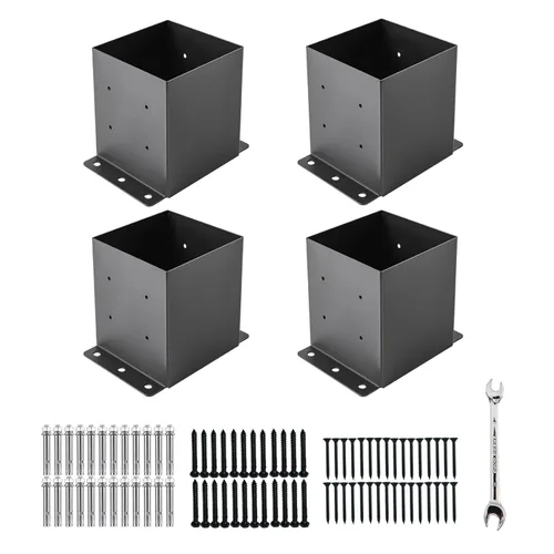 Vista 11 de Base para poste 4x4, soportes de poste (Tamaño interno 3.6"x3.6")，anclaje de poste de valla de acero grueso recubierto de polvo negro para poste