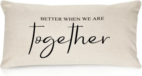 Vista 46 de Better When We are Together - Fundas de almohada lumbar de 12 x 20 pulgadas con citas divertidas de algodón y lino para sofá, decoración de sala