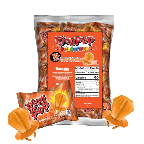 Vista 11 de Ring Pop caramelos de Navidad azules envueltos individualmente, paquete a granel de 30 piruletas, piruletas sabor frambuesa para niños, dulces