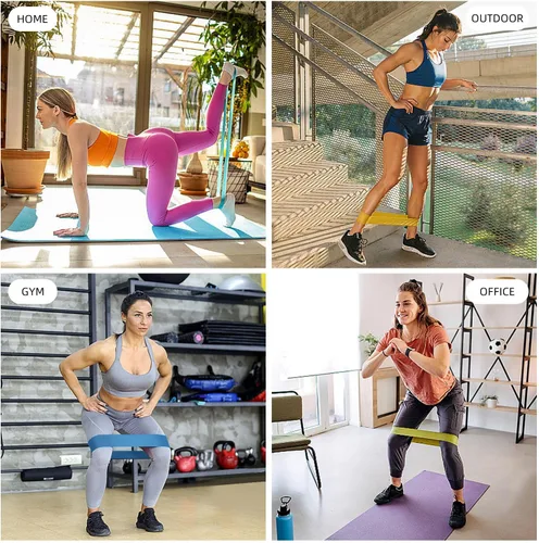 Vista 5 de Resistance Loop Exercise Bands for Home Fitness, Yoga Pilates, Stretching, Strength Training, and Physical Therapy - Elastic Bands Set Workout Bands