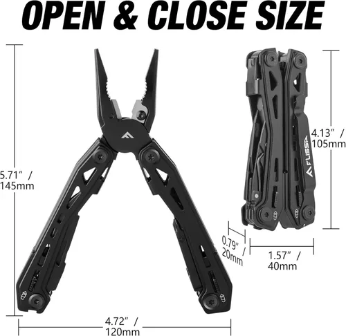 Vista 2 de FLISSA Multiherramienta de acero inoxidable 16 en 1, regalos para hombres, multiherramienta EDC con cuchillo de bolsillo, alicates, clip