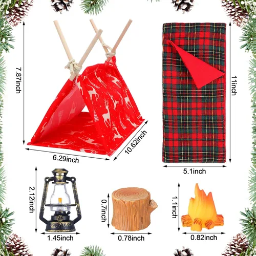 Vista 2 de Meooeck Juego de 6 accesorios de muñeca de Navidad que incluye 2 ropa de vacaciones y 4 accesorios de juguete novedosos para niños (abrazadero)