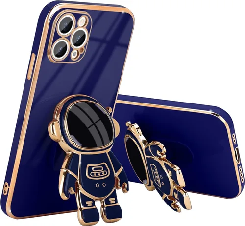 Vista 28 de Pepmune Funda compatible con iPhone 12 Bonita Diseño de Soporte de Astronauta en 3D Protección de Cámara A Prueba de Golpes Cubierta Trasera Suave