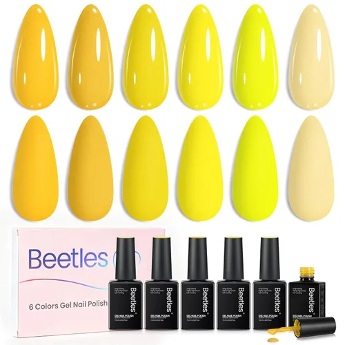 Beetles - Juego de esmaltes de uñas de gel amarillos, Amalfi Holiday, juego Vacaciones en Amalfi