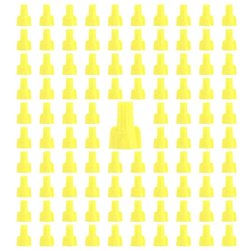 100 conectores de tuercas de alambre aladas, amarillo de 22-10 AWG, tapas de alambre de tornillo eléctrico de fácil giro (P11 amarillo)