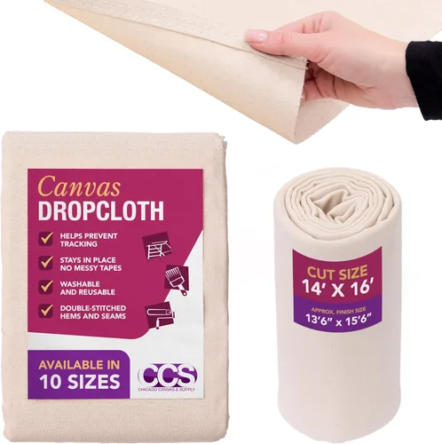 Vista 13 de CCS Lona Protectora de Lona para Pintura – Lona Duck de Algodón Multiusos para Cortinas, Manteles, Telones de Fondo – Cubierta de Piso y Protector