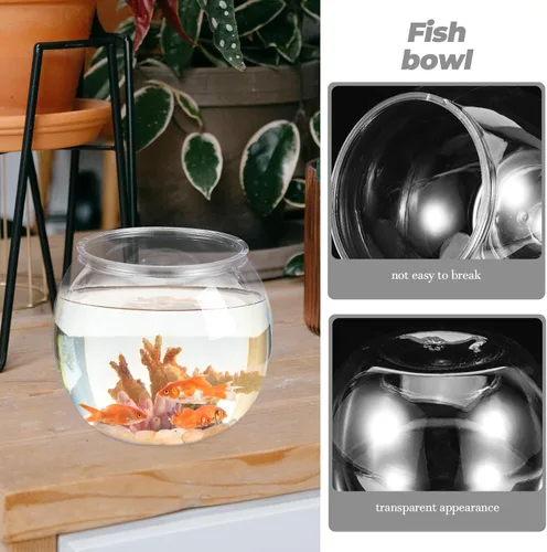 Vista 8 de Mipcase Globo de pecera transparente irrompible de 5.90 pulgadas redondo de plástico para decoración de acuario de escritorio para mesa de oficina