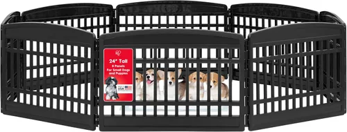 Vista 13 de IRIS USA Corralito para cachorros de 4 paneles de 24 pulgadas, 35 x 35 x 24 pulgadas, corral para perros, corralito para perros en interiores, cerca