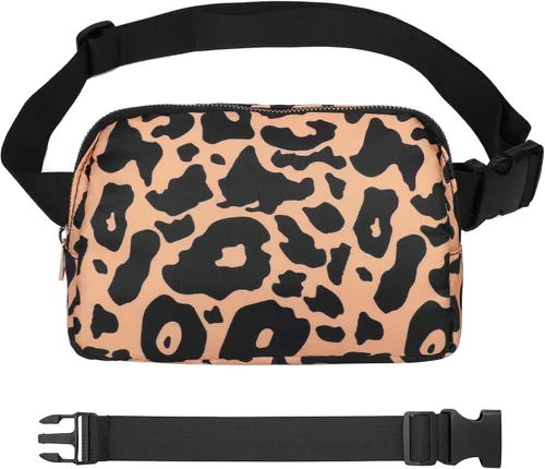 Vista 64 de VOROLO Riñonera para mujeres y hombres, bolsa cruzada, bolsa de cinturón con correa ajustable, Negro, Talla única