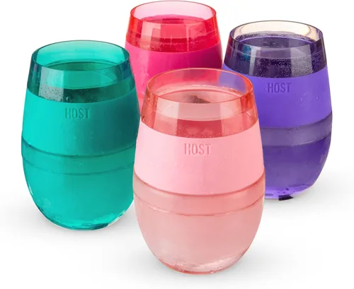 Vista 16 de Host Vasos Enfriadores de Vino con Congelación, Copas de Vino de Plástico para Vinos Tintos y Blancos, Vaso Aislante de Doble Pared Congelable